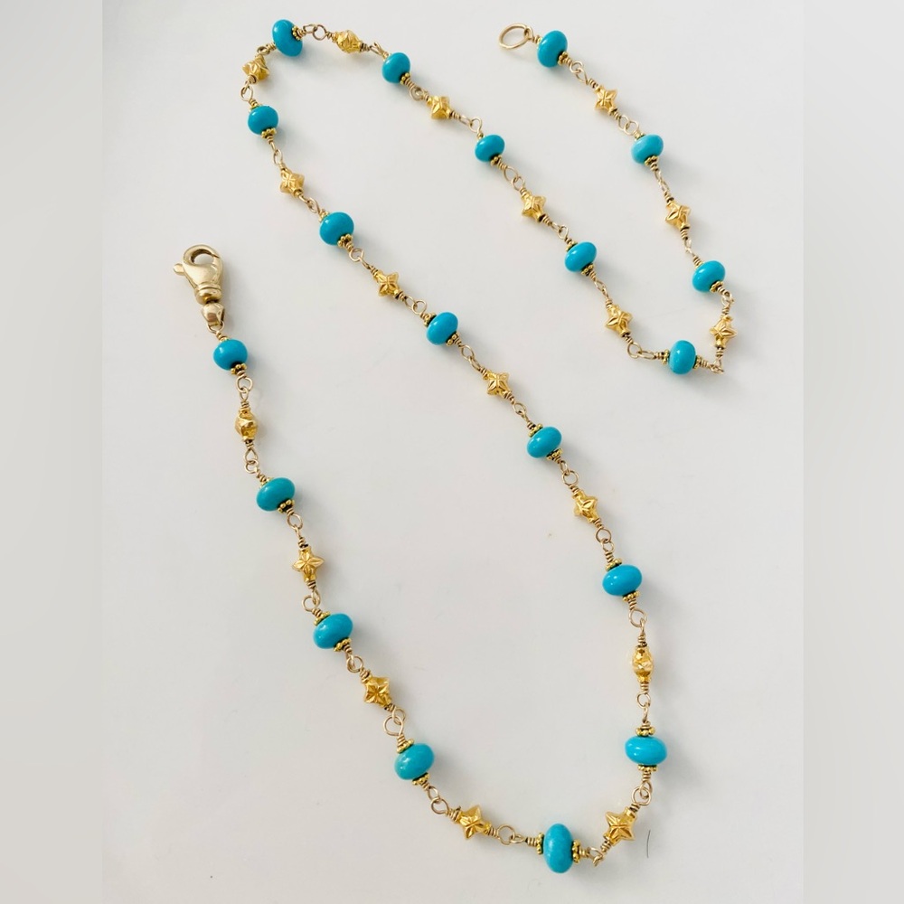 14k-22k Solid Gold Sleeping Beauty Turquoise Necklace